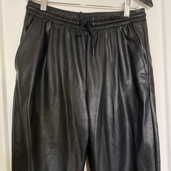 Zara Faux Vegan Leather Jogger Trousers Pants - Picture 9 of 14